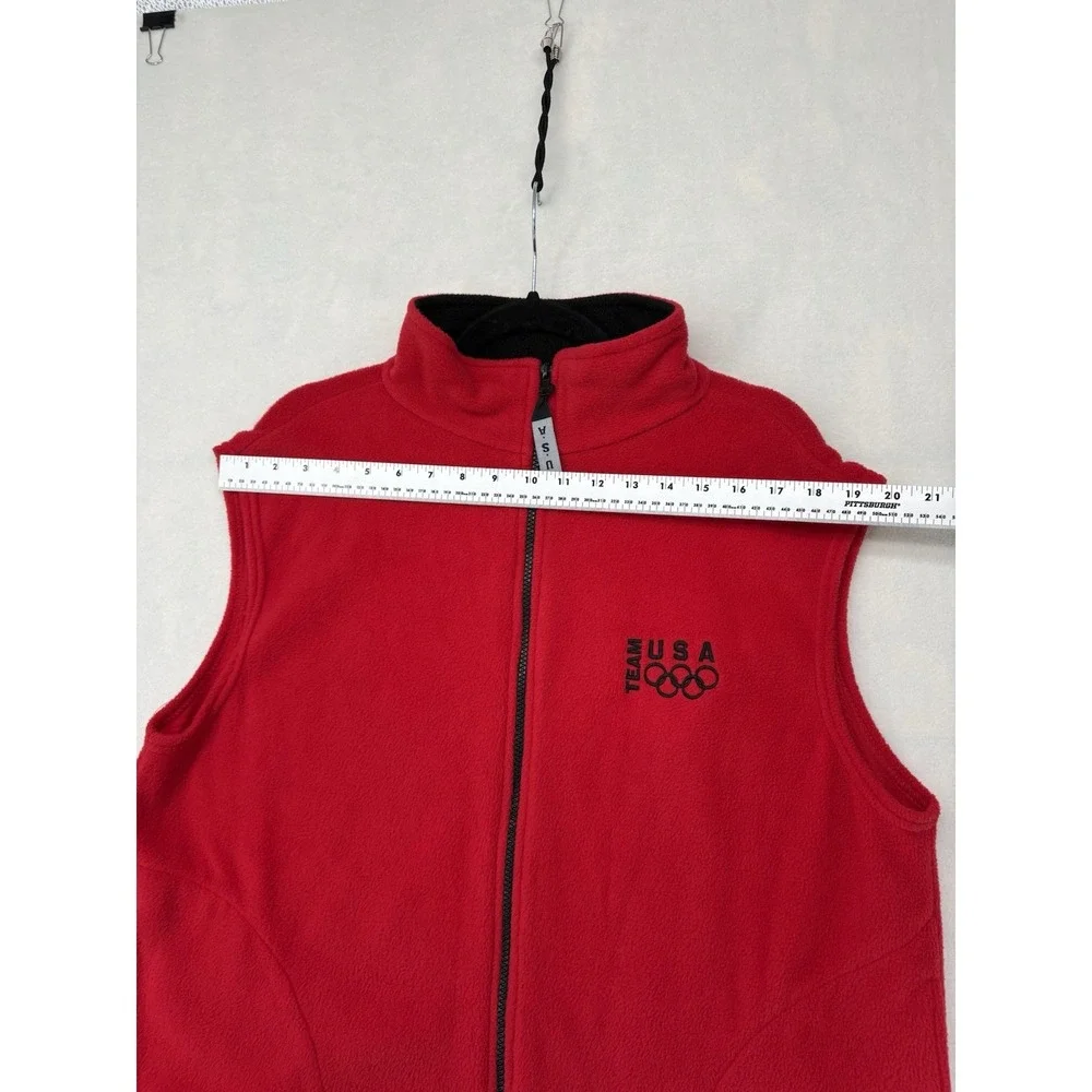 VTG Team USA Olympics Vest Fleece Red Full Zip Jacket Made in USA Mens XL
